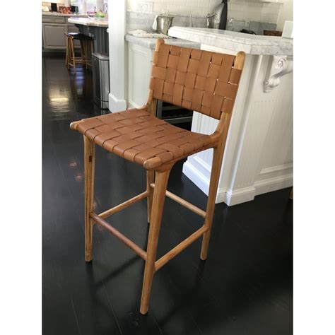 low fabric bar stools metal legs leather strap|woven leather strap counter stool.